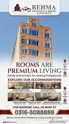 Rehma Professional Hostels Boys Hostel in Lahore with Mess, WiFi from PKR 5,000