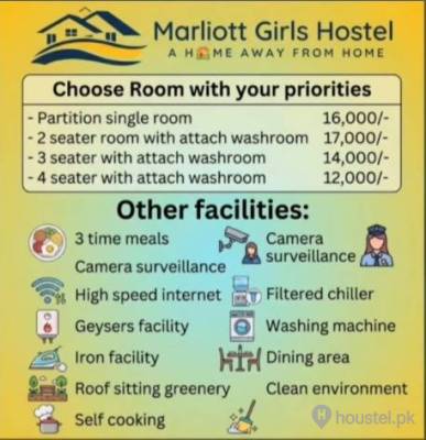 Marriott Girls Hostel Rawalpindi Girls Hostel in Rawalpindi with Mess, WiFi from PKR 12,000