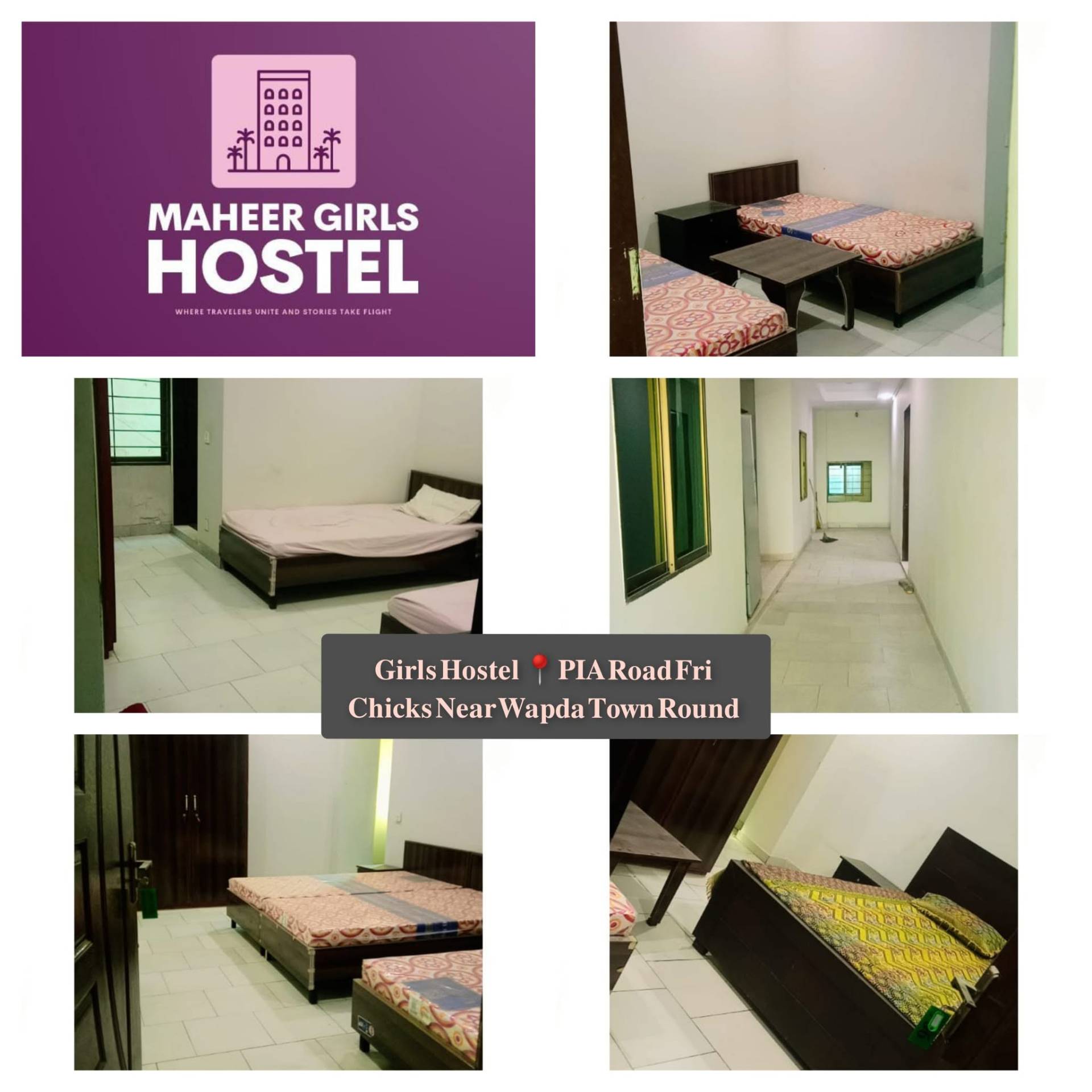 4 seater room at Maheer Girls Hostel — 4 Seater, Girls hostel with AC, Bath, Geyser, Furnished, Beds/Mattresses, Lahore, Pakistan