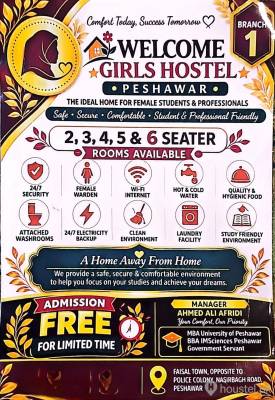 Welcome Girls Hostel Peshawar Girls Hostel in Nasir Bagh Road, Peshawar with Mess, WiFi - Photo 9