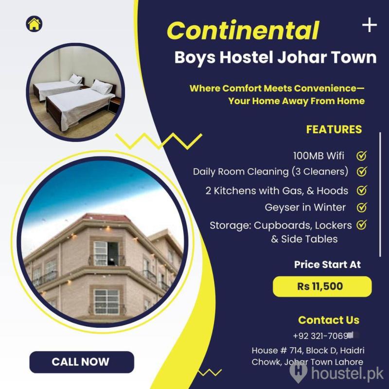 Continental Boys hostel Johar town Boys Hostel in Johar Town, Lahore with Mess from PKR 9,990