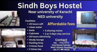 sindh boys hostel Boys Hostel in Gulshan-e-Iqbal, Karachi with Mess, WiFi from PKR 9,000