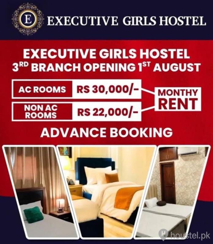 EXECUTIVE GIRLS HOSTEL – 3rd Branch Girls Hostel in Karachi with Mess, WiFi from PKR 22,000