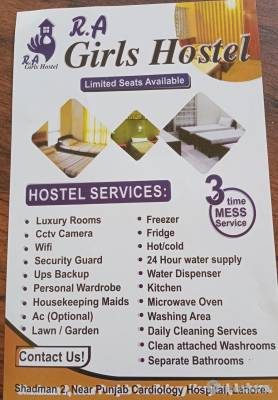 R.A Girls Hostel Girls Hostel in Lahore with Mess, WiFi from PKR 16,000