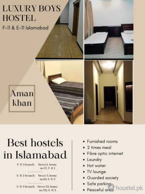 LUXURY BOYS HOSTELS   F-11 Branch Boys Hostel in Islamabad with Mess, WiFi from PKR 12,000